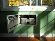 Fire escape is easy to access from built-in wall panel