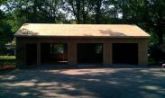 View of garage from front, getting ready for roofing and siding