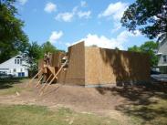 Framing and walls going up on this new garage