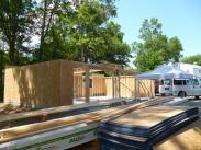 View of the garage framing from the front