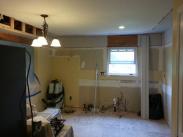 Tear out of the old kitchen and preparing for new drywall