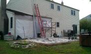 After demolition of the old sunroom Drumm Design Remodel closed off the house to keep the weather out, while we worked