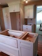 Drumm Design Remodel installing new cabinets, the center island is shown here in the foreground