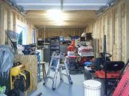 The new shed with lots of storage and work space