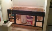 The new vanity is in place, getting ready for doors, drawers, sinks and countertop