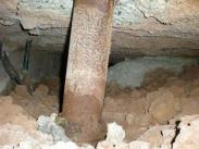 A rusting support was keeping this floor supported, the fill has completely separated from the slab in large areas