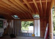 A view of the framing in this raised ceiling