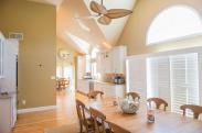 A view of the new kitchen from the dining room in this open floor plan