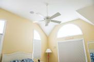 Drumm Design Remodel fixed the ceilings in this home and then added new lighting and a terrrific new ceiling fan for better air flow