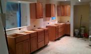 Cabinets installed ready for counters and flooring.