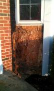 Close up of the damaged areas around the windows