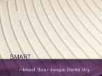 The ribbed floor design keeps products under your cabinets elevated and away from spills